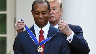 Image: Golfer Tiger Woods is awarded the Presidential Medal of Freedom at t