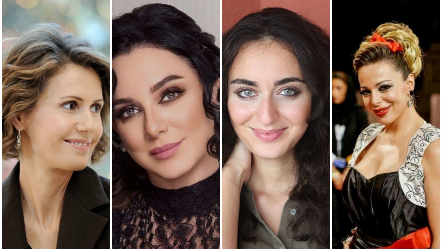 السيدة الأولى وحسناوات سوريا يشجعن المنتخب السوري في مباراته أمام إيران