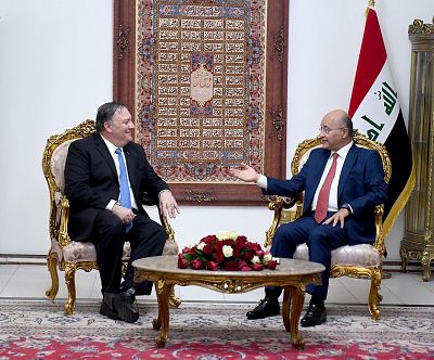 Iraq\'s President Barham Salih meets with Secretary of State Mike Pompeo in Baghdad, Iraq on May 7, 2019.