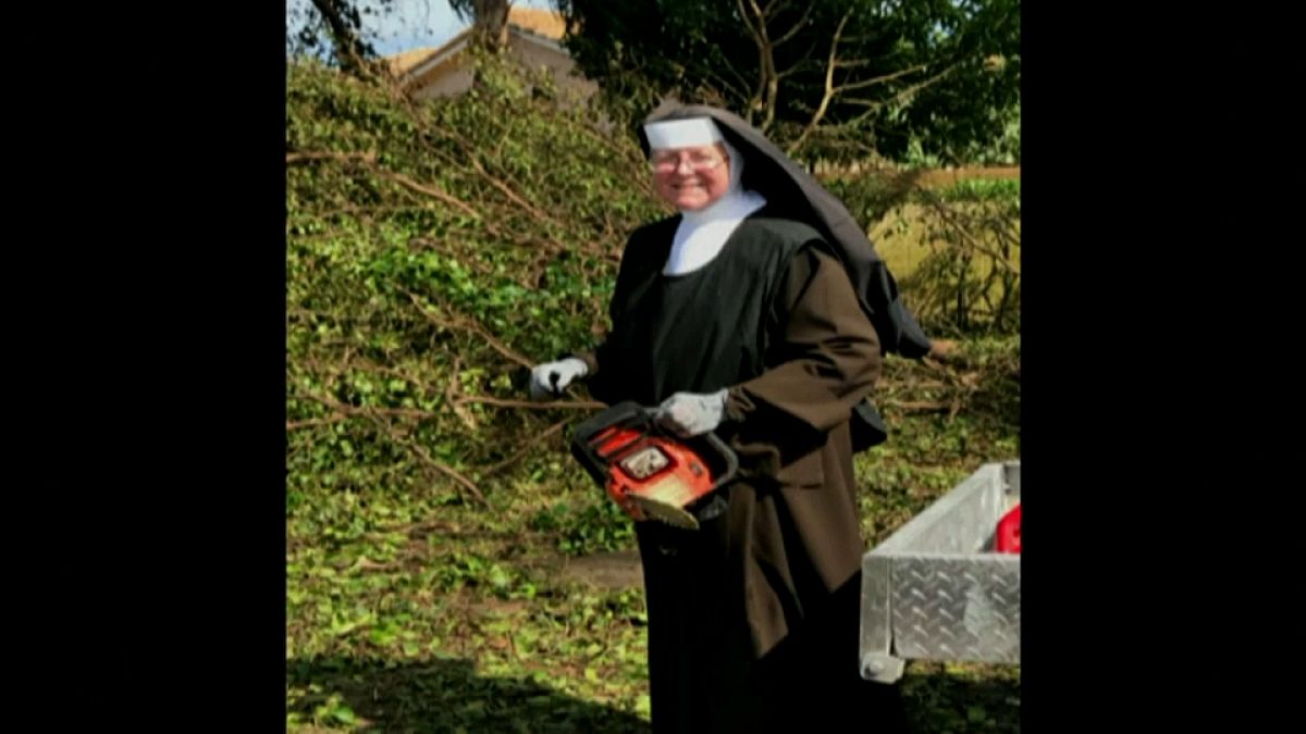 Chainsaw-wielding nun cleans up after Irma