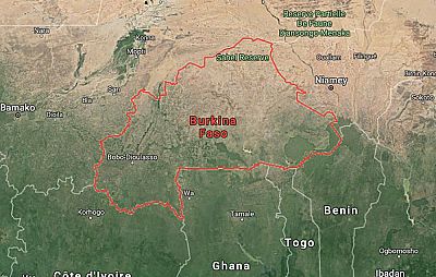 A map showing Burkina Faso,