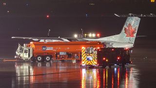 Image: An Air Canada plane came into contact with fuel truck at Toronto Pea