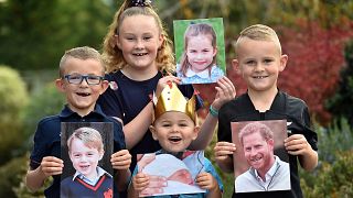 Image: Putting on their best royal poses are (from left) George, Charlotte,