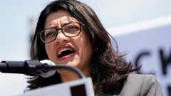 Image: U.S. Rep. Rashida Tlaib (D-MI) speaks at a rally calling on Congress