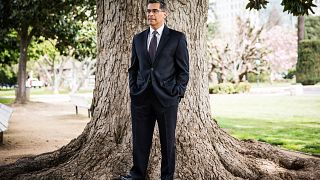 Image: California Attorney General Xavier Becerra in Sacramento on March 9,