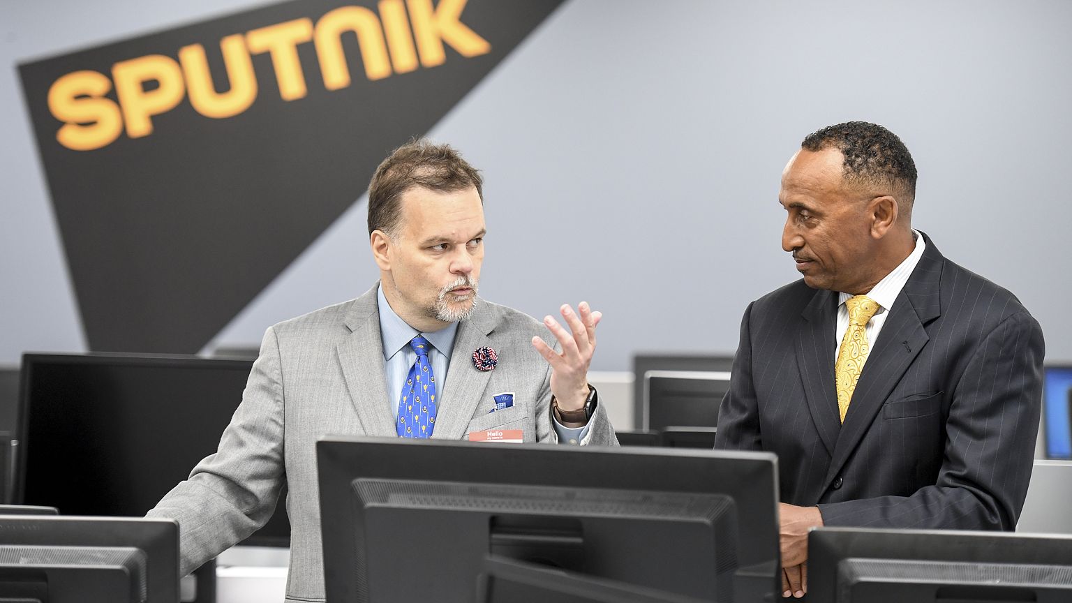 Image: Sputnik, a radio station funded by the Russian government, is broadc