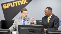 Image: Sputnik, a radio station funded by the Russian government, is broadc