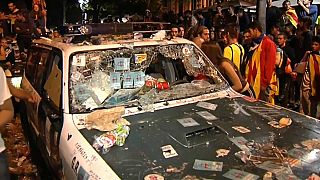 Tensa noche en Barcelona entre Guardia Civil y manifestantes