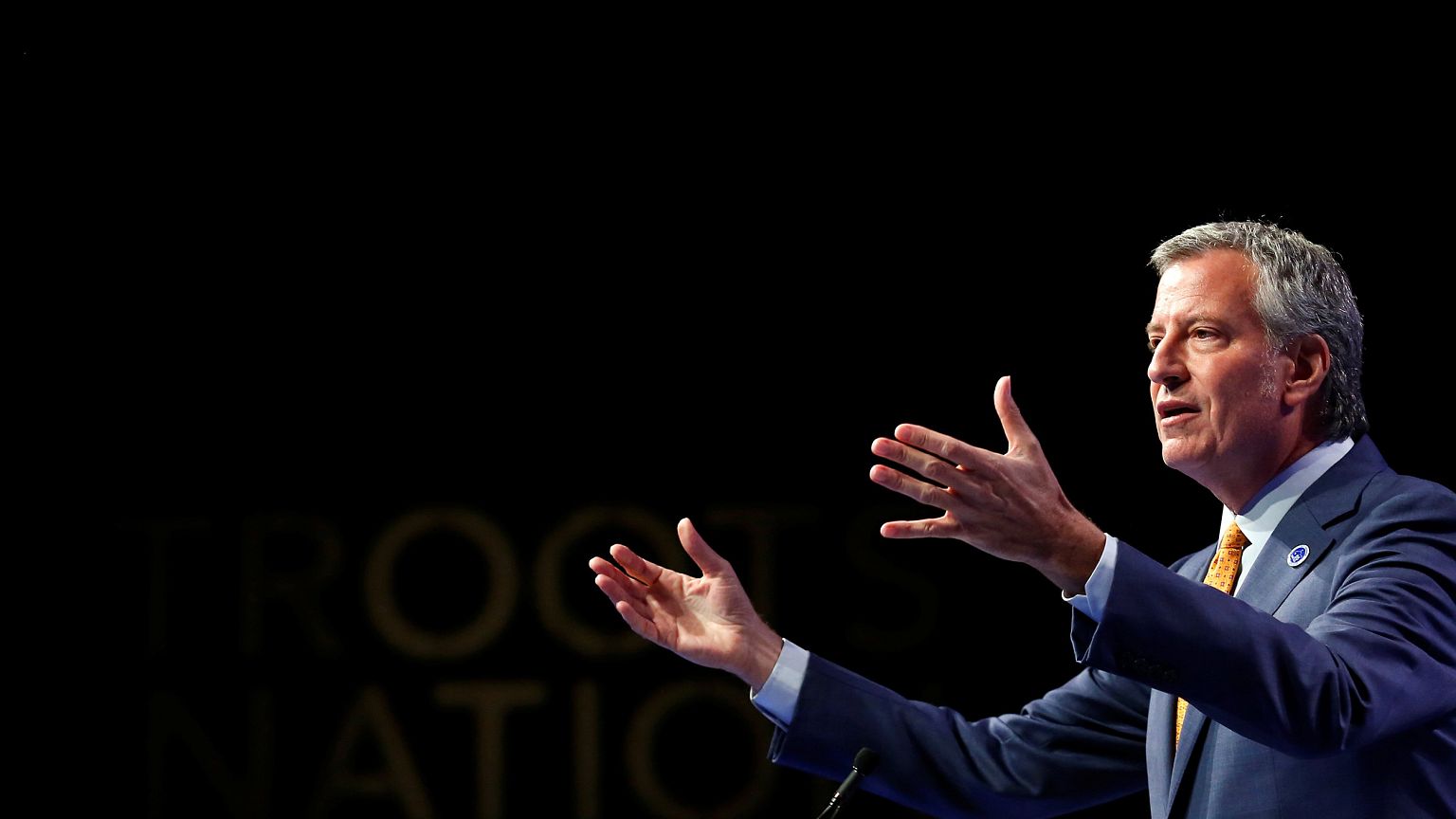 Image: New York Mayor Bill De Blasio speaks at the Netroots Nation annual c