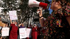 Image: Pro-choice supporters protest in front of the Alabama State House as