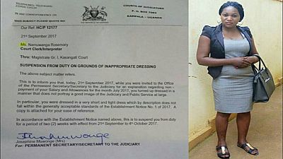 This dress got a female judiciary employee suspended in Uganda for indecency [Photo]