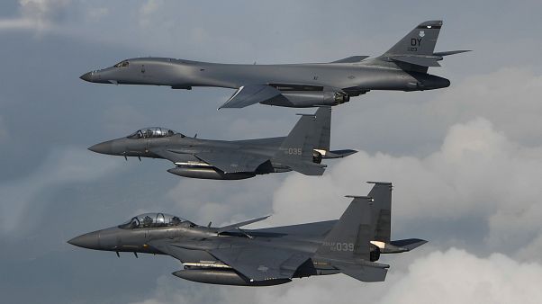 US bombers fly near North Korea, which threatens rocket strikes US bombers fly near North Korea, which threatens rocket strikes