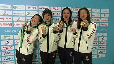 Hong Kong's swimming team breaks Asian Games record