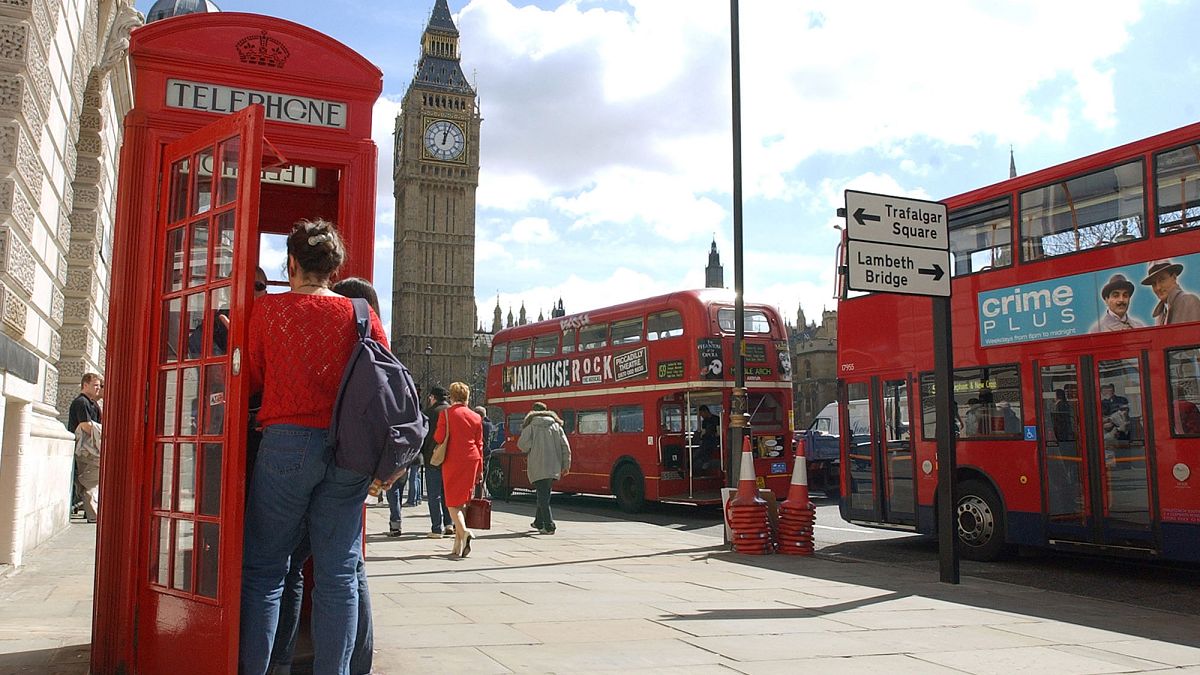 Image: A ref phone box in London's Parliament Square in 2004