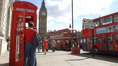 Image: A ref phone box in London's Parliament Square in 2004