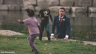 Groom saves boy from drowning during wedding photoshoot