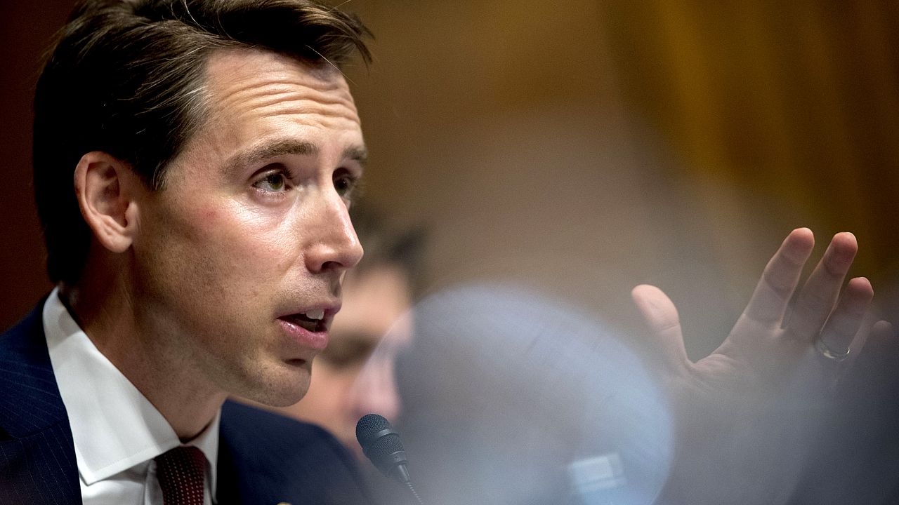 Image: Sen. Josh Hawley, R-Mo., speaks during a Senate Judiciary Committee Image: Sen. Josh Hawley, R-Mo., speaks during a Senate Judiciary Committee