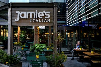 A "Jamie\'s Italian" restaurant near London Bridge in England on May 21, 2019.