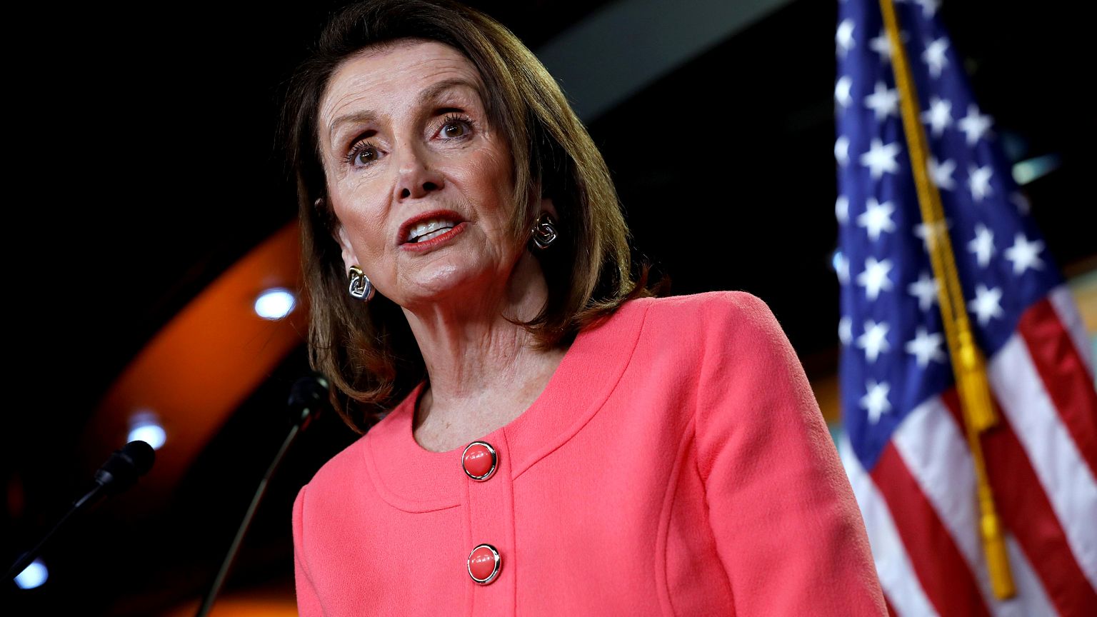 Image: House Speaker Nancy Pelosi at a press conference on Capitol Hill on 