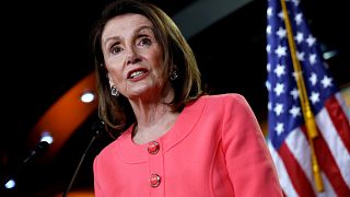 Image: House Speaker Nancy Pelosi at a press conference on Capitol Hill on 