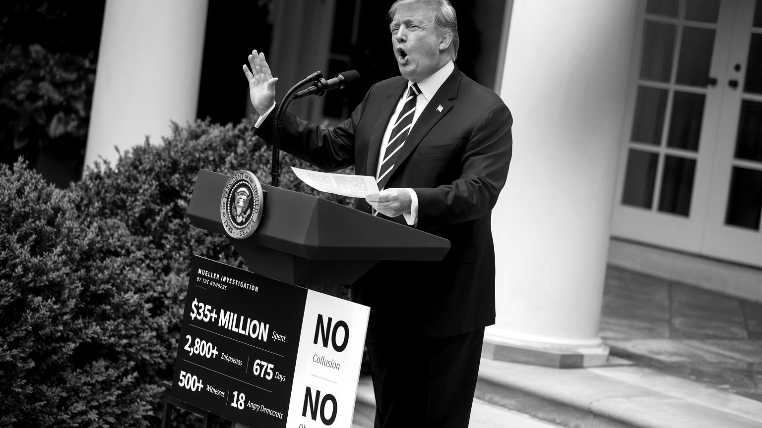 Image: President Donald Trump speaks in the Rose Garden on May 22, 2019.