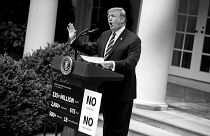 Image: President Donald Trump speaks in the Rose Garden on May 22, 2019.