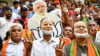 Image: Indian supporters and party workers of Bharatiya Janata Party (BJP)