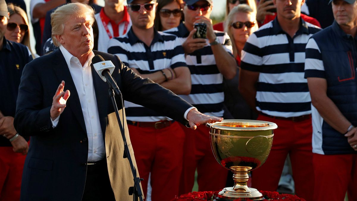 Trump dedicates a golf trophy to hurricane victims