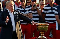 Trump dedicates a golf trophy to hurricane victims