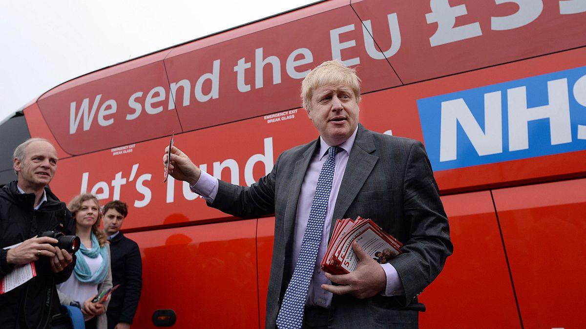 Image: Former Mayor of London Boris Johnson before he boards the Vote Leave