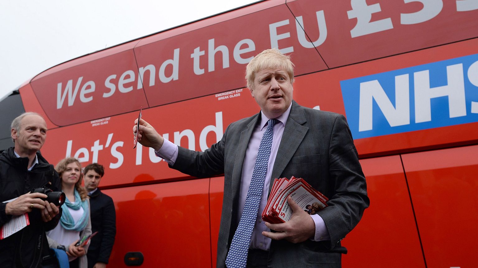 Image: Former Mayor of London Boris Johnson before he boards the Vote Leave