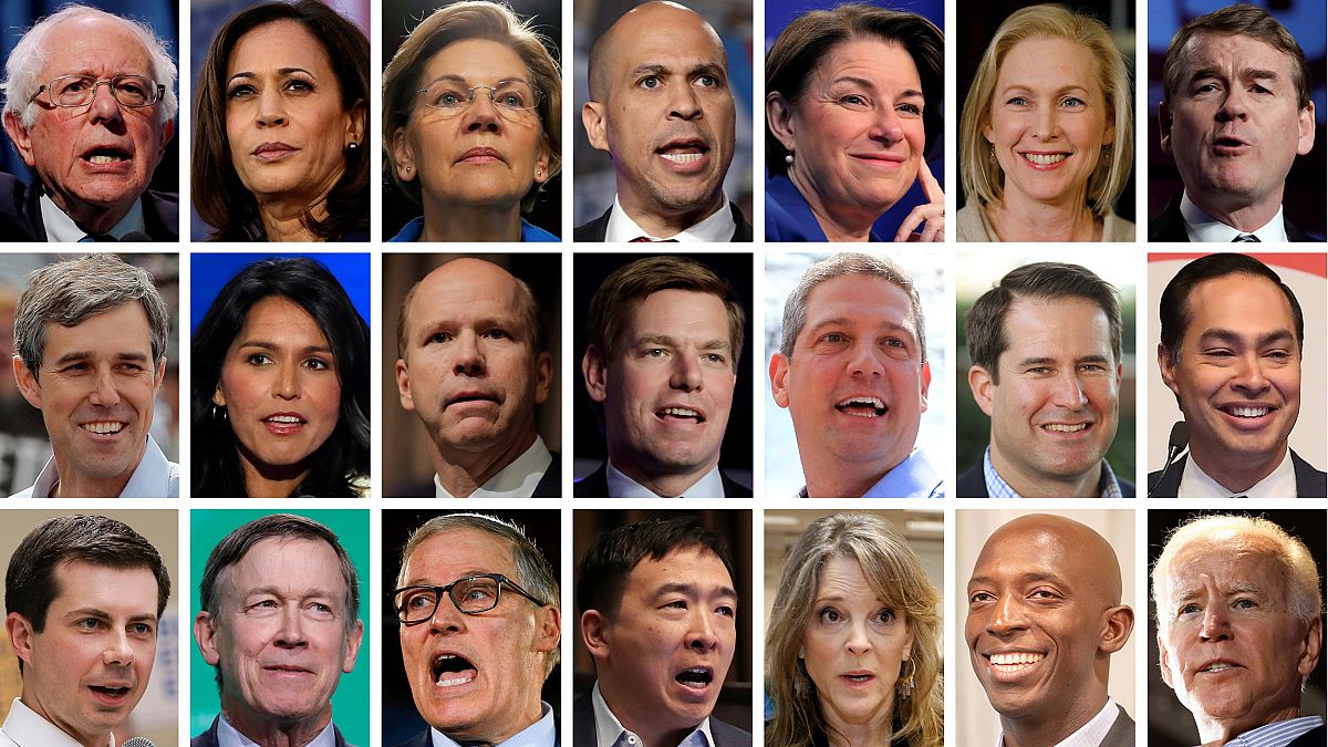Image: 2020 Democratic presidential candidates in a combination of 21 file 