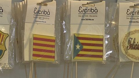 Barcelona patisserie selling cakes with pictures of police chief