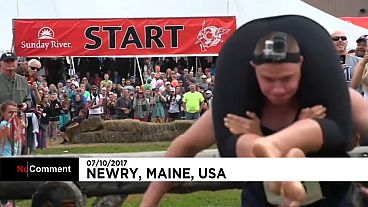 North American Wife Carrying Championship gets underway in Maine