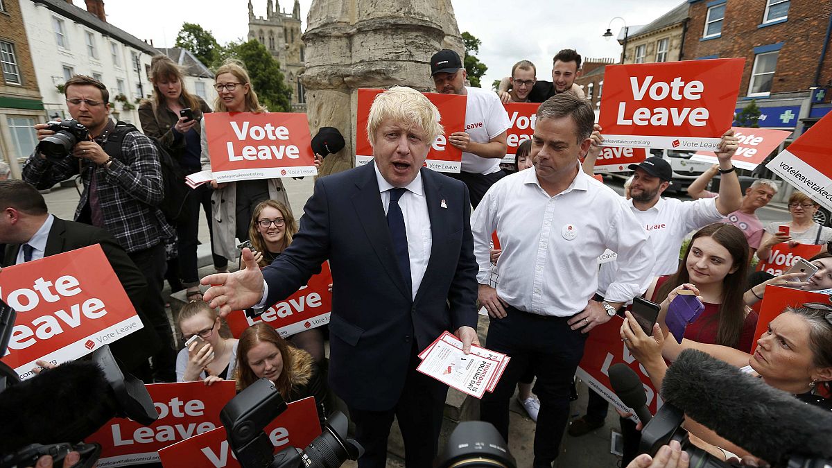 Image: Former London Mayor Boris Johnson speaks during a "Vote Leave" rally