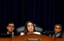Image: Rep. Ocasio Cortez (D-NY) speaks a hearing on white supremacy in Was