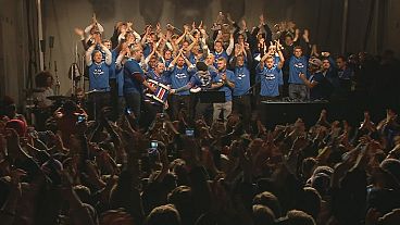 الاحتفال بوصول المنتخب الآيسلندي لكأس العالم لأول مرة في تاريخه