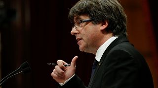 Catalan leader asks for mandate to declare independence but suspends it for dialogue, says worth exploring international mediation