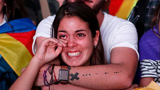 Barcelona crowds react to Puigdemont's Catalonia independence announcement