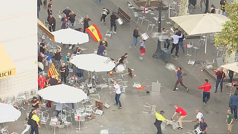 Violence on sidelines of Barcelona unity demonstration