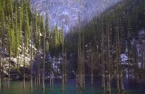 El lago Kaindy de Almaty, un fascinante bosque submarino