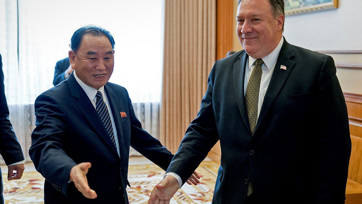 Image: Kim Yong Chol and Mike Pompeo in 2018