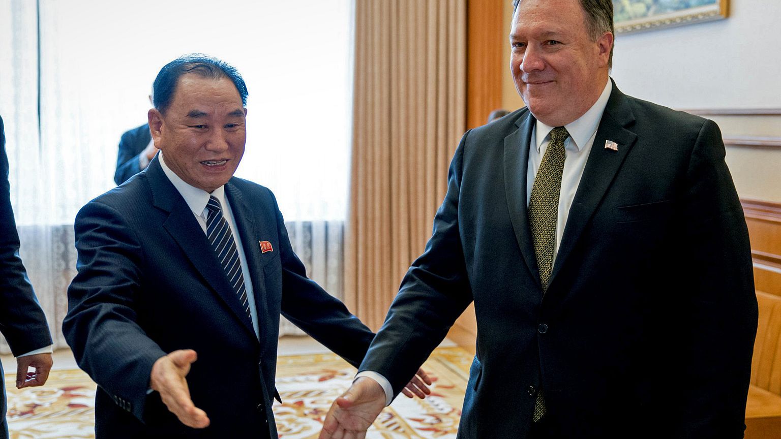 Image: Kim Yong Chol and Mike Pompeo in 2018