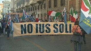 Protests against citizenship for migrant children in Italy