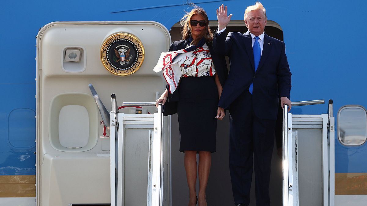 Image: President Donald Trump and first lady Melania Trump arrive at Stanst