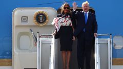Image: President Donald Trump and first lady Melania Trump arrive at Stanst