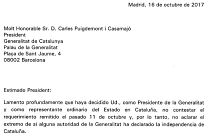 "Estimado President" Carta completa de Mariano Rajoy en respuesta a la de Carles Puigdemont