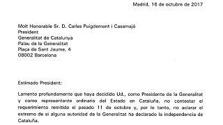 "Estimado President" Carta completa de Mariano Rajoy en respuesta a la de Carles Puigdemont