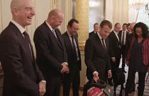 Emmanuel Macron hosts Ryder Cup captains at Elysée Palace