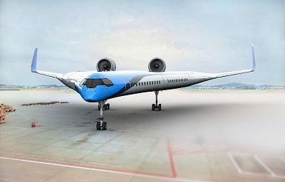 The Flying-V airplane concept seats passengers in the wings, instead of in the main fuselage.